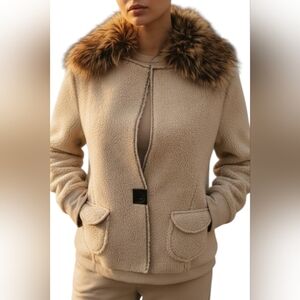 IDEOLOGY FAUX FUR COLLAR JACKET